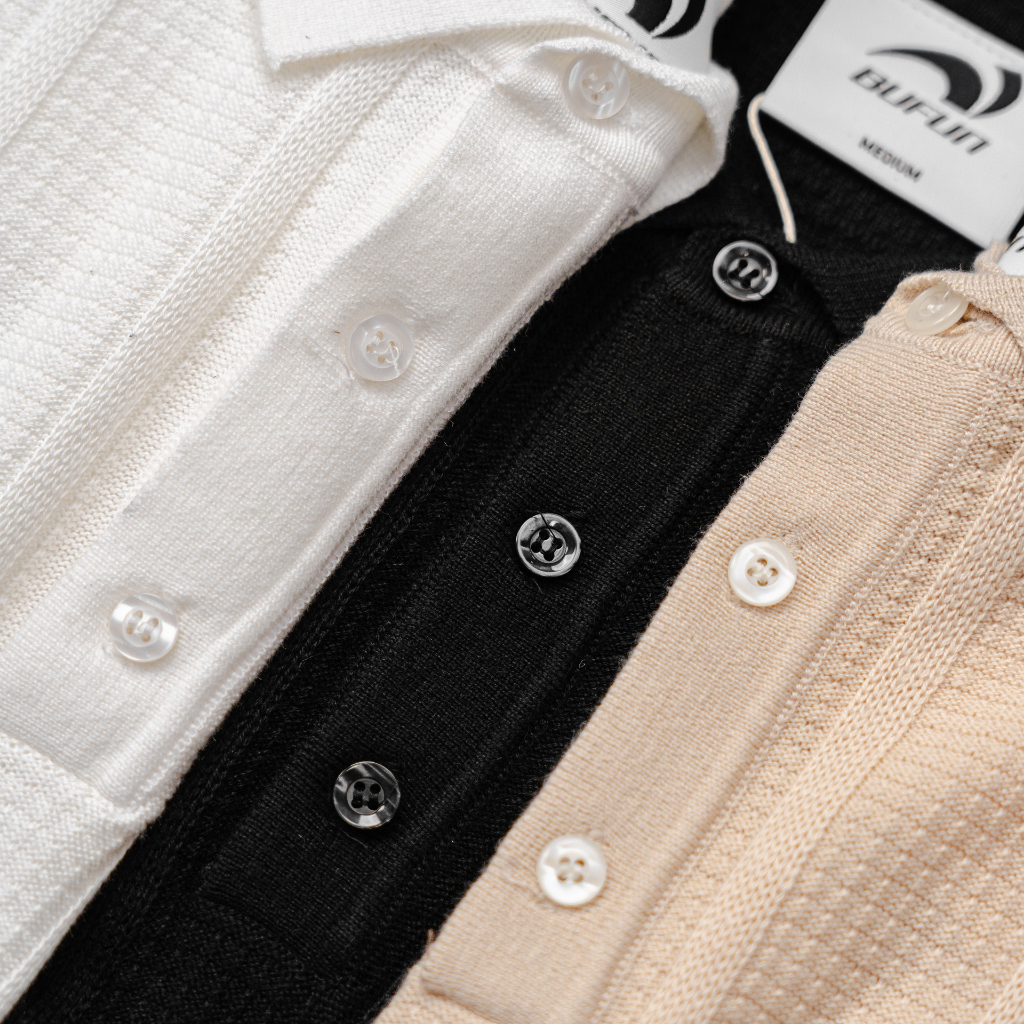 Áo Polo dệt kim KNIT BUFUN logo thêu Form Regular