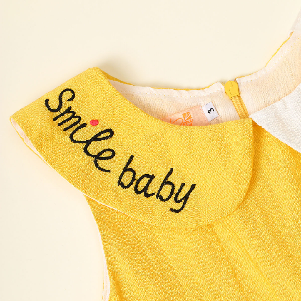 Váy bé gái YOYOKIDS, Chất liệu vải tơ Nhật kiểu dáng babydoll thêu họa tiết hình đám mây xinh xắn đáng yêu cho bé từ 8kg