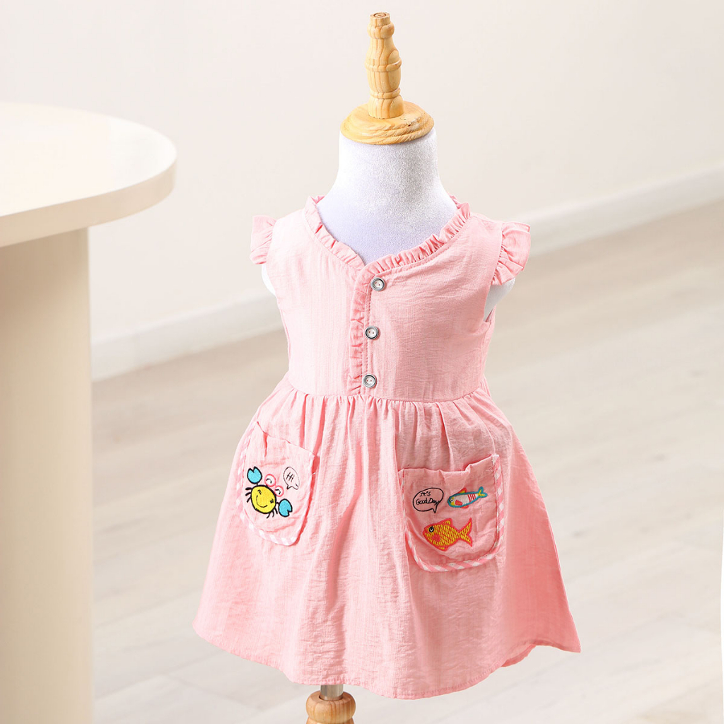 Váy hè cho bé gái 8kg đến 40kg YOYOKIDS, kiểu dáng babydoll thiết kế cánh tiên may 2 lớp thấm hút mồ hôi cho bé
