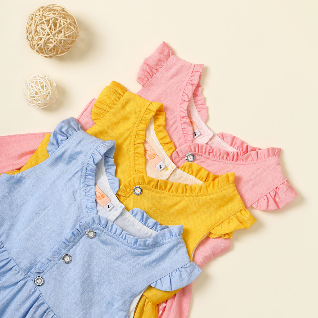 Váy hè cho bé gái 8kg đến 40kg YOYOKIDS, kiểu dáng babydoll thiết kế cánh tiên may 2 lớp thấm hút mồ hôi cho bé