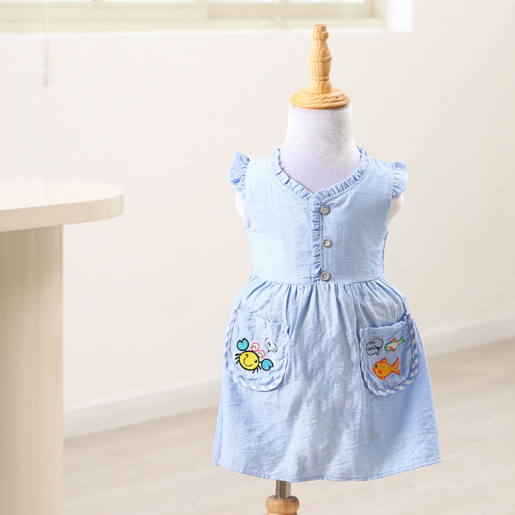 Váy hè cho bé gái 8kg đến 40kg YOYOKIDS, kiểu dáng babydoll thiết kế cánh tiên may 2 lớp thấm hút mồ hôi cho bé