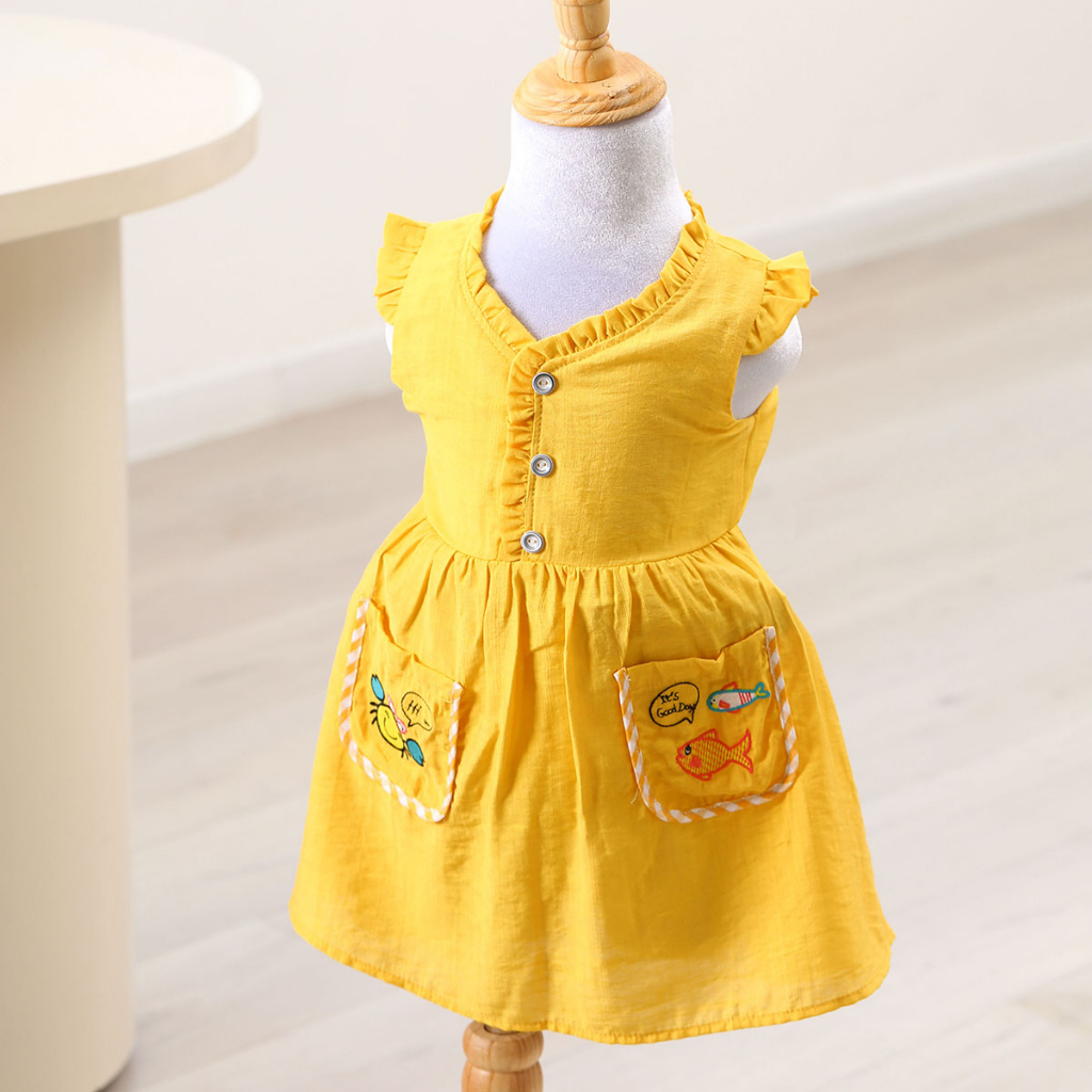 Váy hè cho bé gái 8kg đến 40kg YOYOKIDS, kiểu dáng babydoll thiết kế cánh tiên may 2 lớp thấm hút mồ hôi cho bé