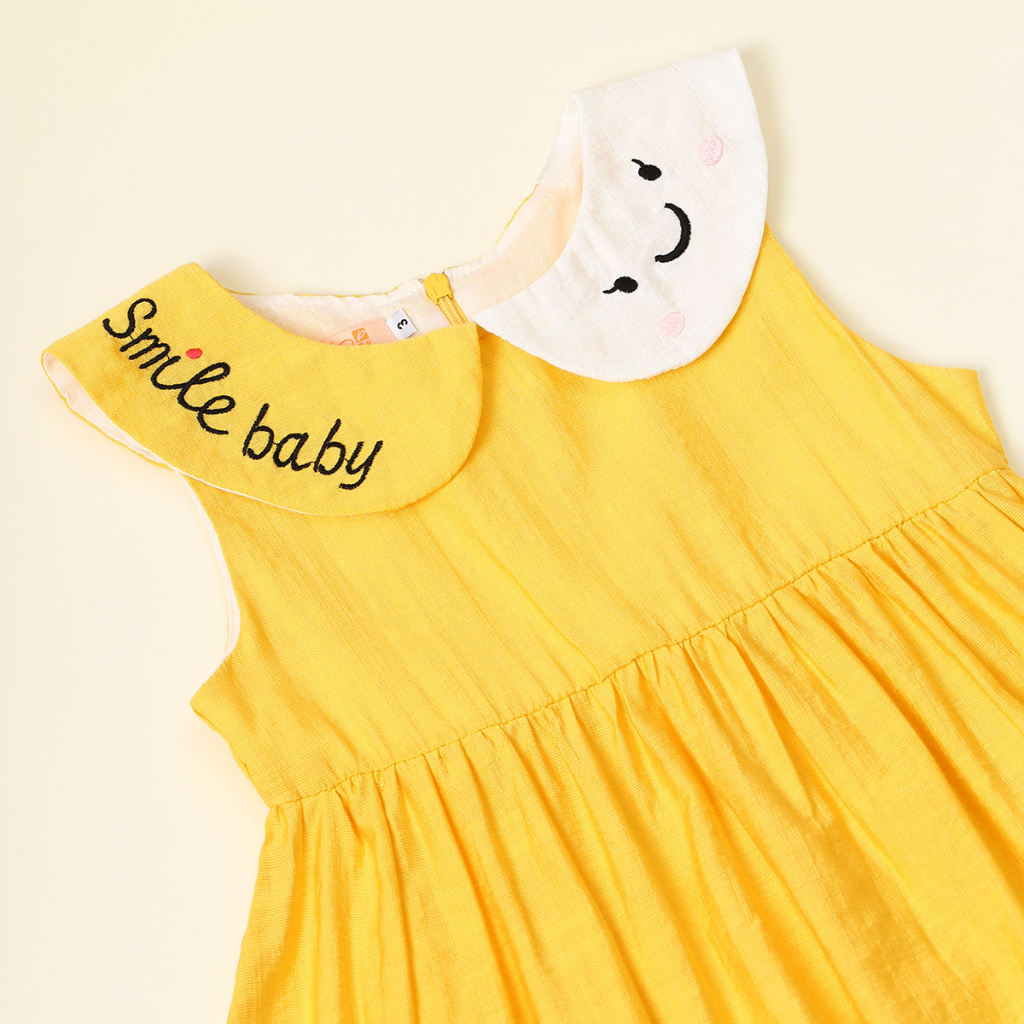 Váy bé gái YOYOKIDS, Chất liệu vải tơ Nhật kiểu dáng babydoll thêu họa tiết hình đám mây xinh xắn đáng yêu cho bé từ 8kg