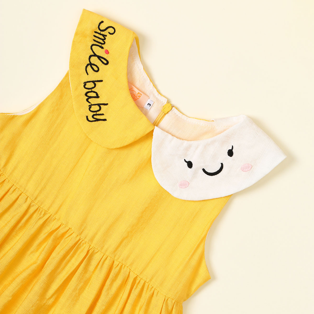 Váy bé gái YOYOKIDS, Chất liệu vải tơ Nhật kiểu dáng babydoll thêu họa tiết hình đám mây xinh xắn đáng yêu cho bé từ 8kg