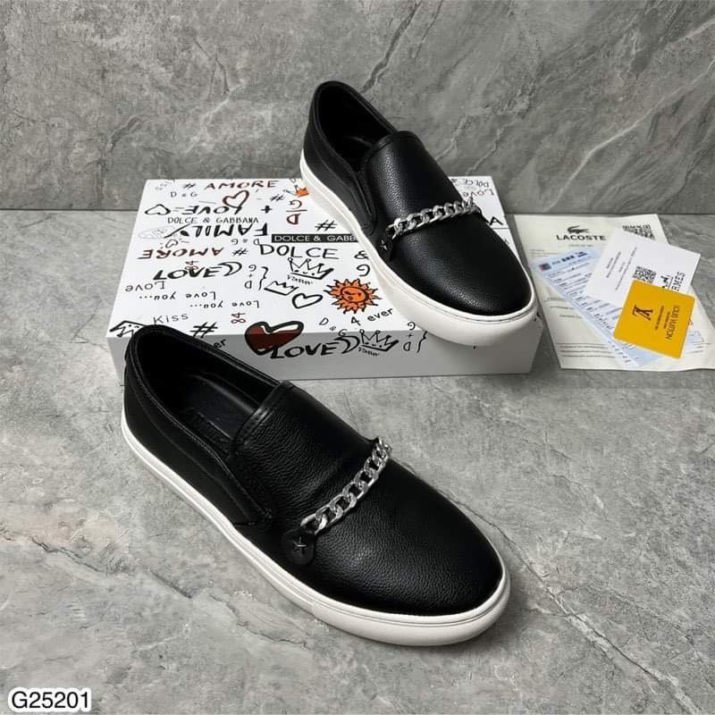 Giày slipon xích da đen , giày lười nam quảng châu kèm box