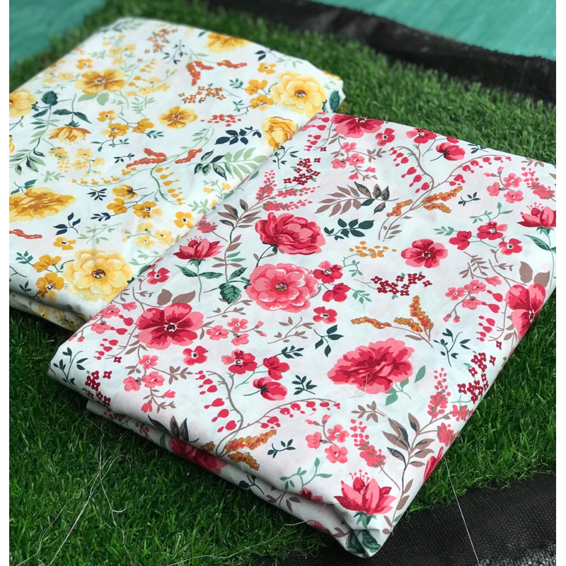 Thô cotton màu hồng phấn họa tiết Hoa Hồng vintage may đầm váy, bao gối, làm rèm cửa, decor