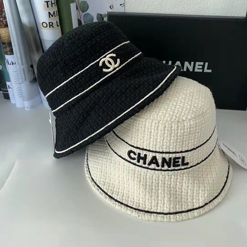 Nón thời trang, Mũ Bucket vành tròn Channel vải Len dày thời trang NEW 2023 (Ảnh thật)