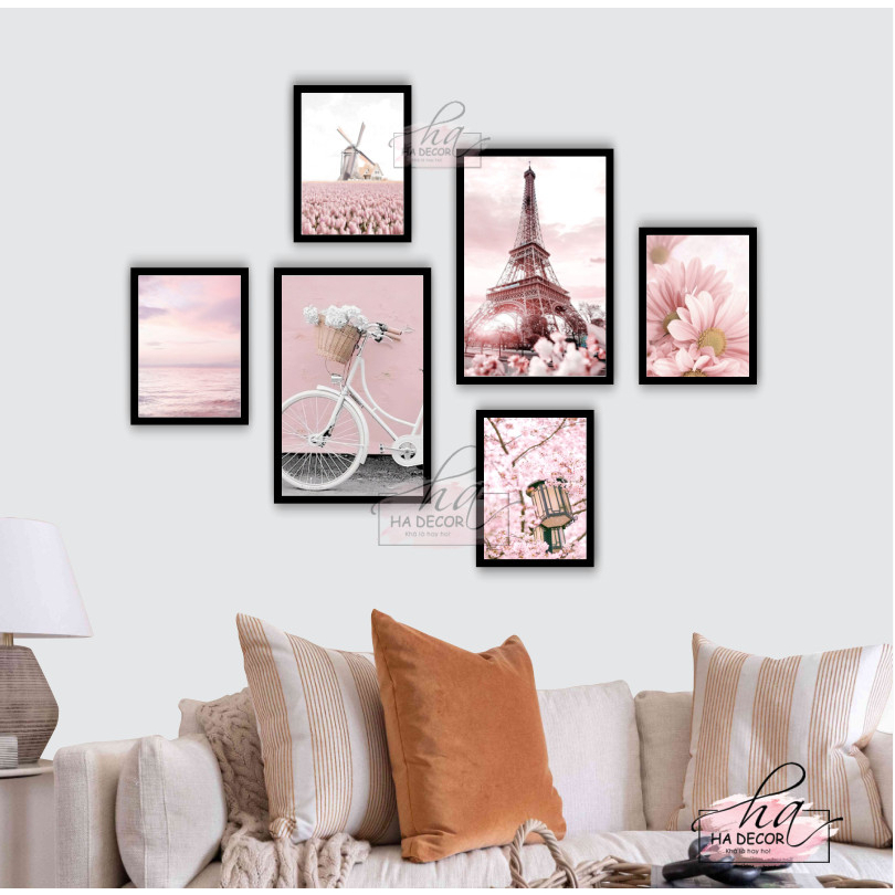 Set 6 tranh trang trí dán tường decor nhiều mẫu hiện đại, combo tranh fomex keo sẵn dán trang trí phòng khách phòng ngủ
