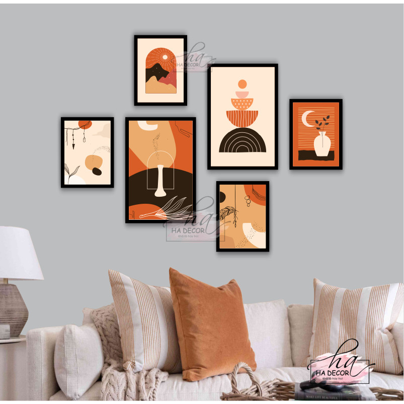 Set 6 tranh trang trí dán tường decor nhiều mẫu hiện đại, combo tranh fomex keo sẵn dán trang trí phòng khách phòng ngủ