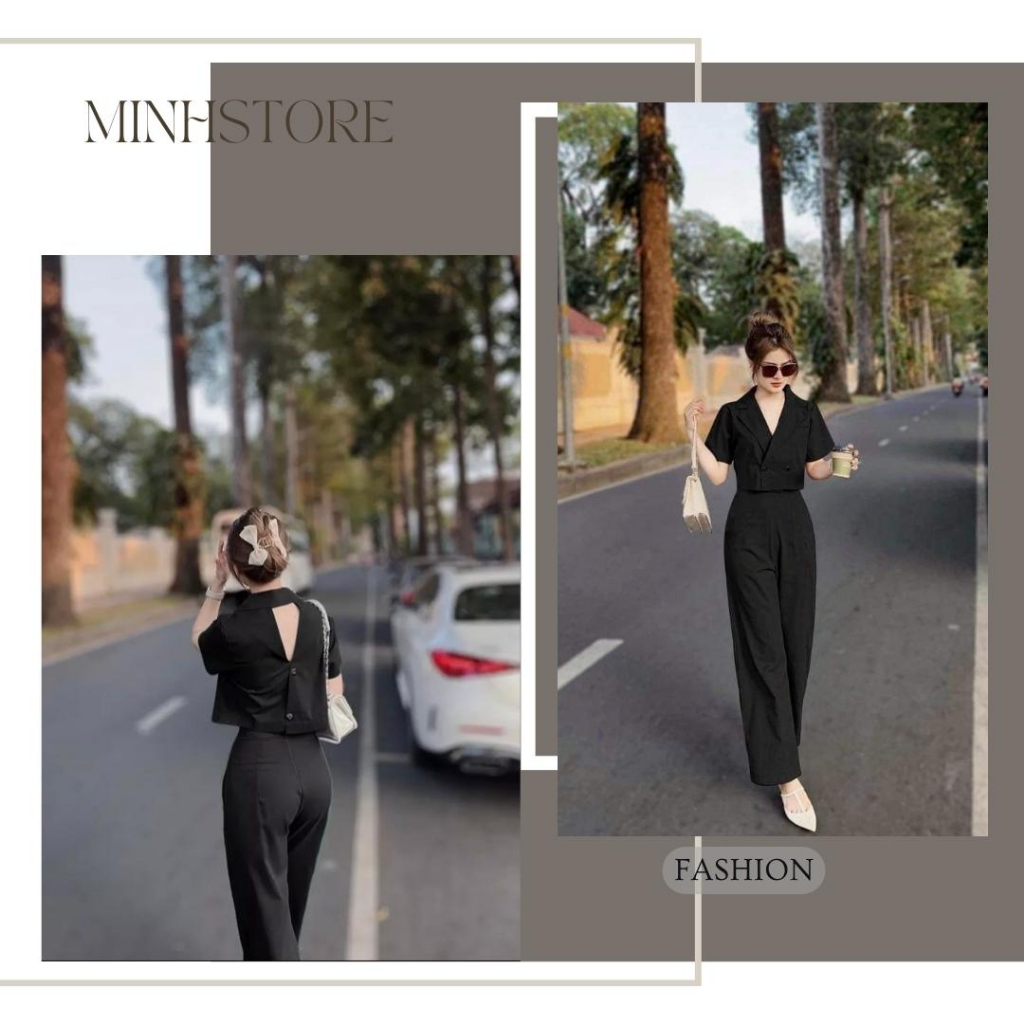 Set vest đen croptop tay cộc hàng thiết kế loại 1 | BigBuy360 - bigbuy360.vn