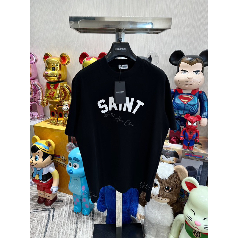 Áo thun - Saint Laurent - Logo SAINT chữ da