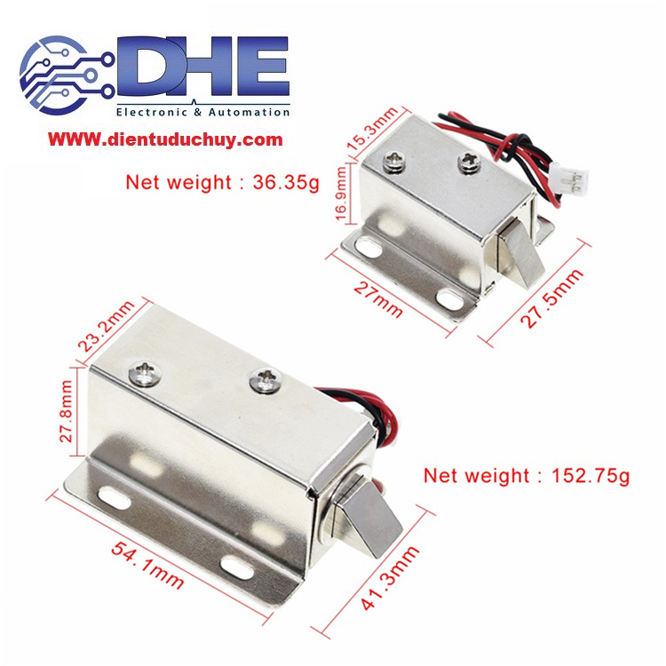 CHỐT KHÓA ĐIỆN TỪ LY-03, ĐIỆN ÁP 12VDC