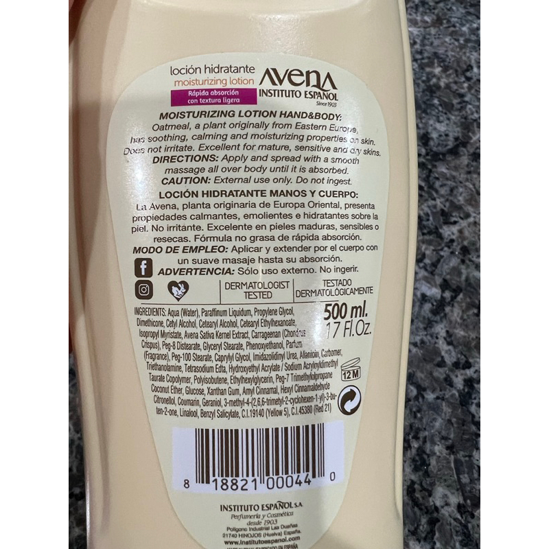 Kem dưỡng da Avena mang lại cho bạn làn da ẩm, mềm, mịn và khỏe mạnh 500ml