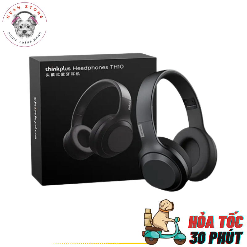 Tai nghe chụp tai Bluetooth Lenovo TH10 - Kết hợp dây rời - Âm thanh nổi - Có micro - Chơi game - màu ĐEN
