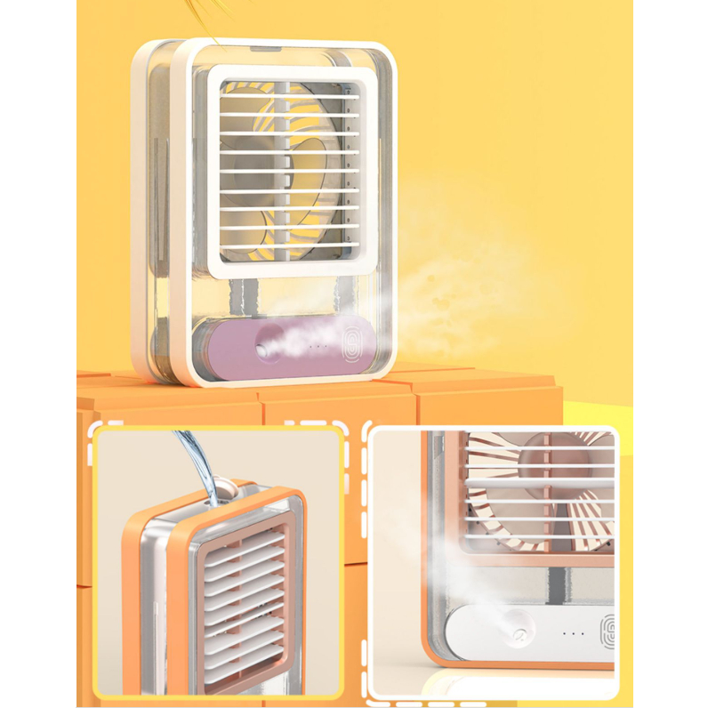 Quạt để bàn mini 💥FREESHIP💥 Quạt phun sương mini kèm đèn để bàn nhiều màu