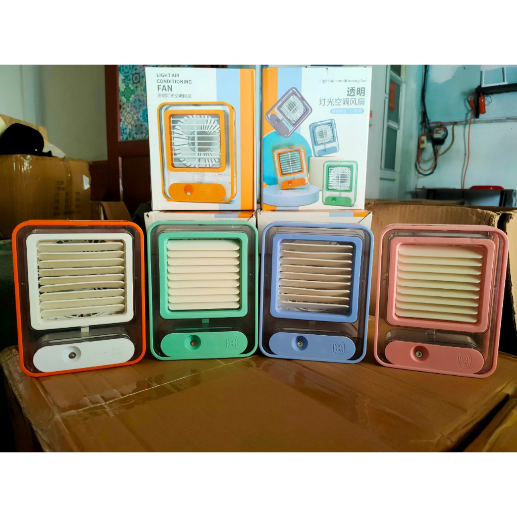 Quạt để bàn mini 💥FREESHIP💥 Quạt phun sương mini kèm đèn để bàn nhiều màu
