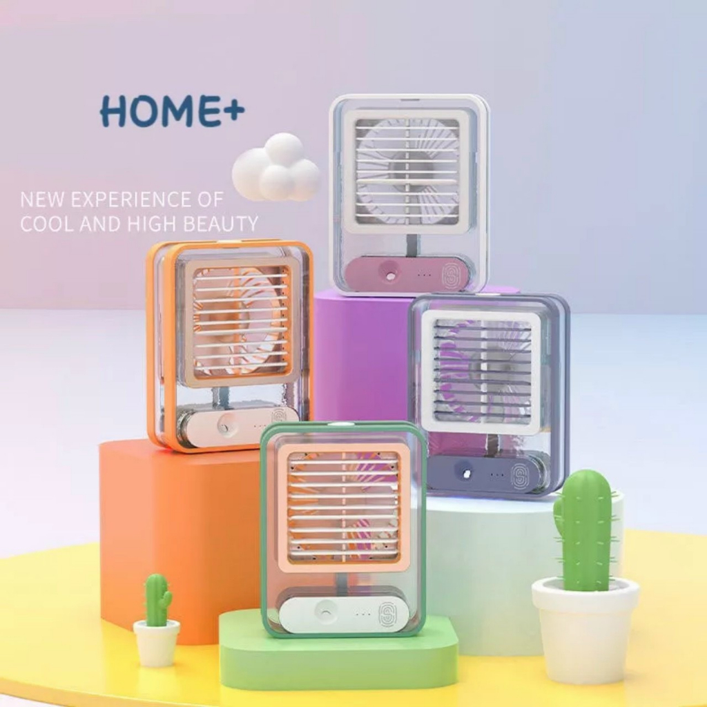 Quạt để bàn mini 💥FREESHIP💥 Quạt phun sương mini kèm đèn để bàn nhiều màu