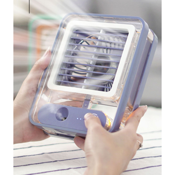 Quạt để bàn mini 💥FREESHIP💥 Quạt phun sương mini kèm đèn để bàn nhiều màu