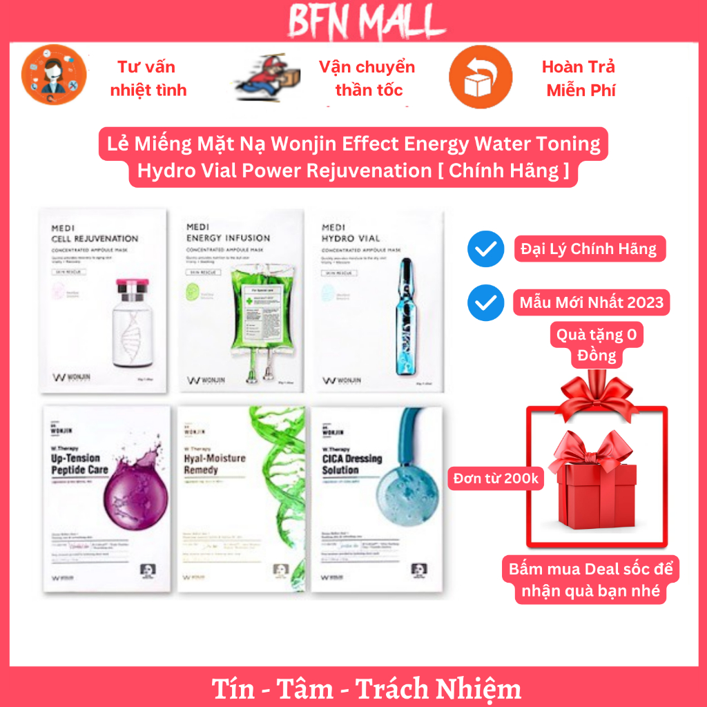 Lẻ Miếng Mặt Nạ Wonjin Effect Energy Water Toning Hydro Vial Power Rejuvenation [ Chính Hãng ]