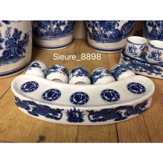 Kỷ Thờ Men Lam 3 và 5 chén cong