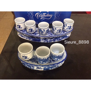 Kỷ Thờ Men Lam 3 và 5 chén cong