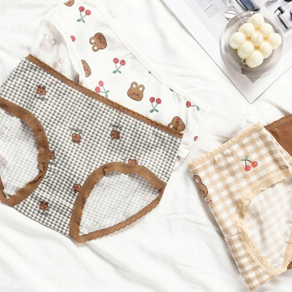 Quần Lót Cotton Lưng Vừa Phong Cách Retro Nhật Bản Đáng Yêu Cho Nữ 7177