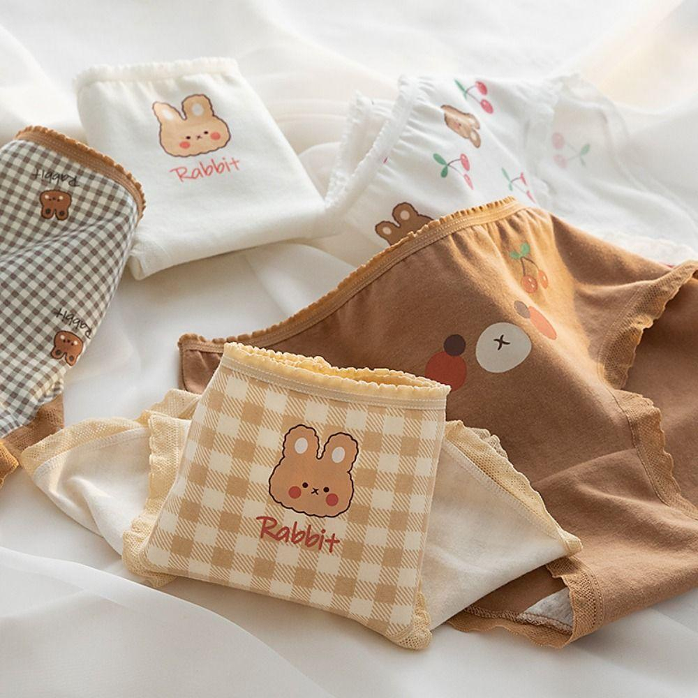 Quần Lót Cotton Lưng Vừa Phong Cách Retro Nhật Bản Đáng Yêu Cho Nữ 7177