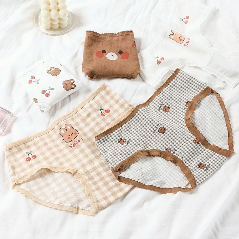 Quần Lót Cotton Lưng Vừa Phong Cách Retro Nhật Bản Đáng Yêu Cho Nữ 7177