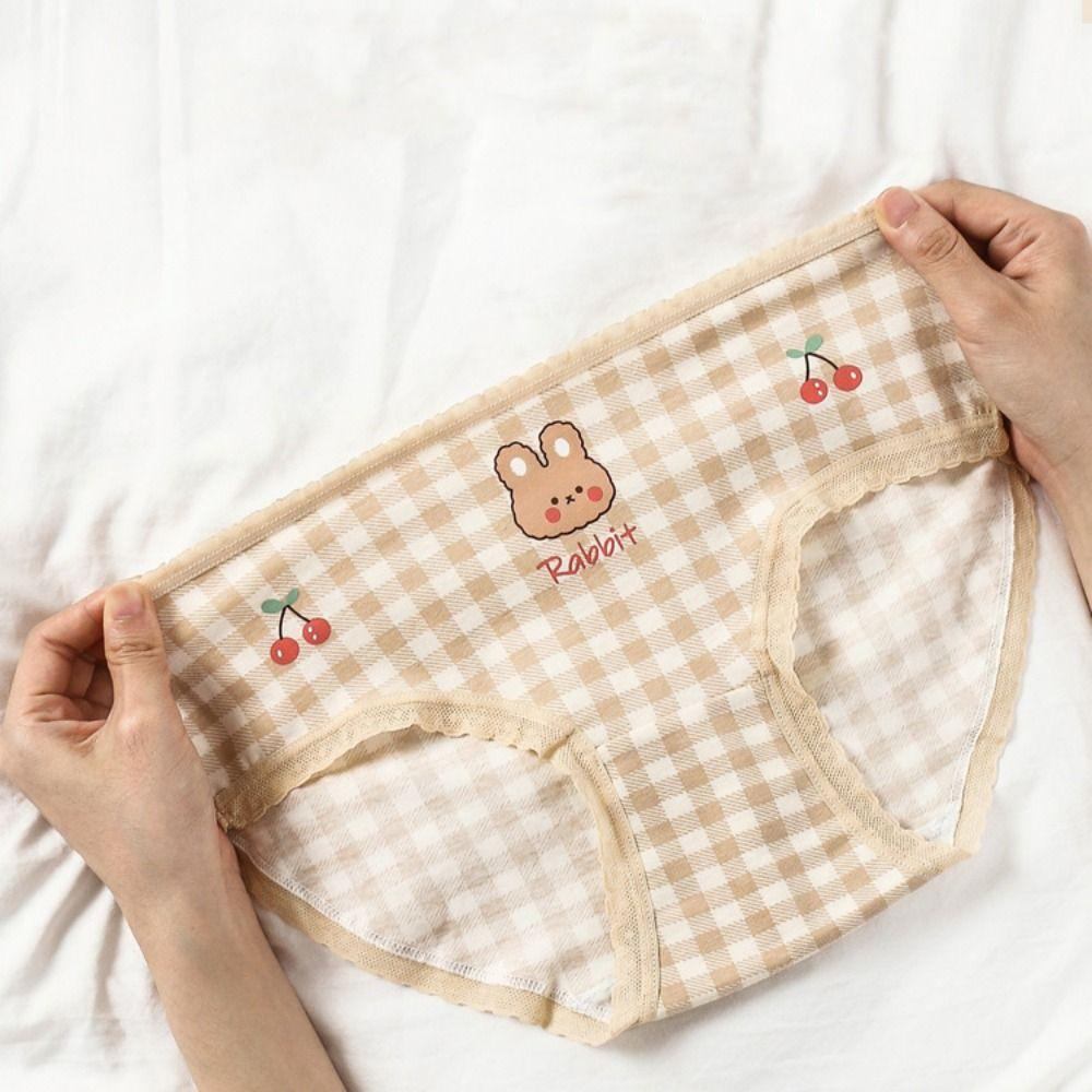 Quần Lót Cotton Lưng Vừa Phong Cách Retro Nhật Bản Đáng Yêu Cho Nữ 7177