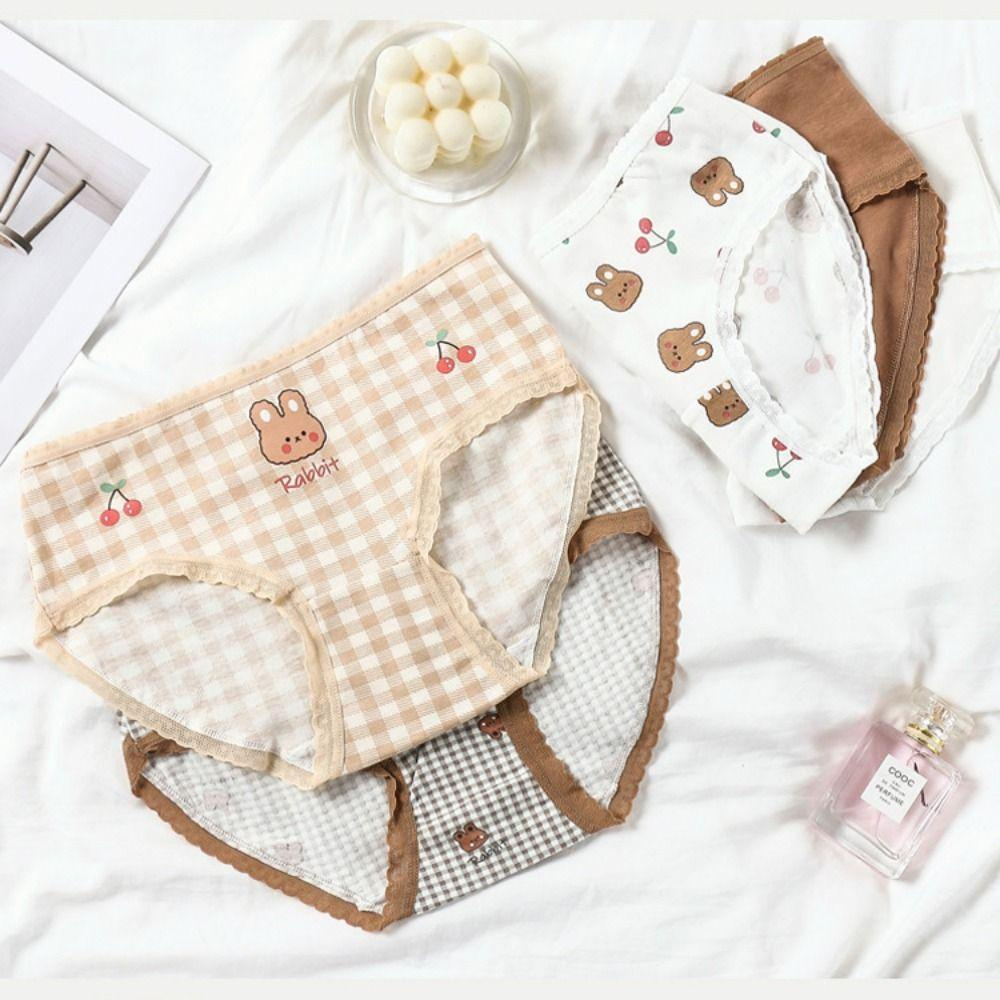 Quần Lót Cotton Lưng Vừa Phong Cách Retro Nhật Bản Đáng Yêu Cho Nữ 7177