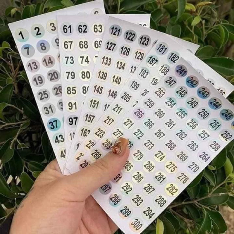 Số dán bảng màu chai sơn từ 1 - 100