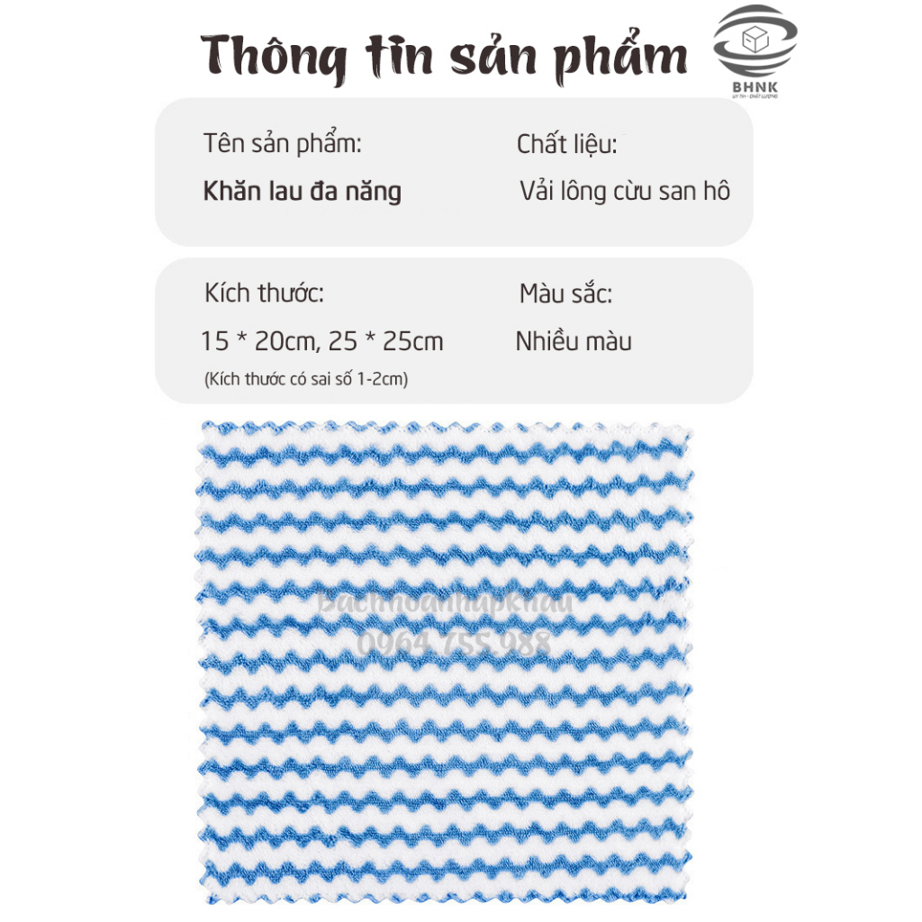 Khăn lau bếp đa năng 2 mặt siêu thấm hút lau kính, xe ô tô, lau bàn.....