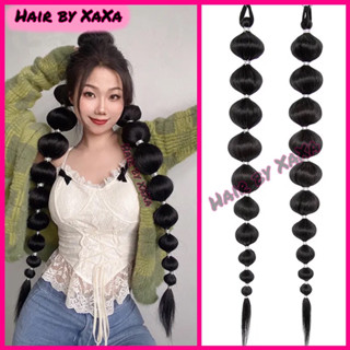   CÓ SẴN  Đuôi Tóc Giả Thắt Bím Hồ Lô Buộc Dây Vàng Bạc - X81 