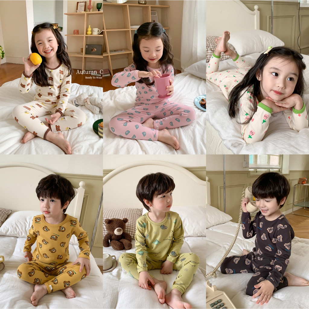 Bộ ngủ Ambb Kid dài tay thu đông cho bé gái/ bé trai DMINT - Quần áo thu đông mẫu mới (link 2)