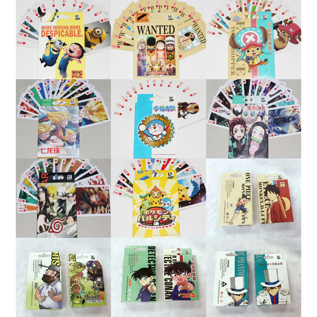 Bộ bài Tây tú lơ khơ Onepiece , Naruto, Doraemon , Conan, Dragonball, Pokemon