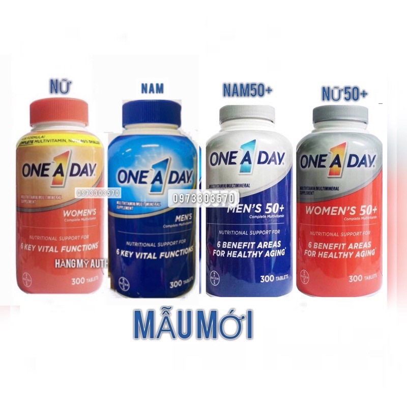 Hàng Mỹdate09 2024 Viên Uống One A Day Men 50+Lọ300 viên  Nam Nữ