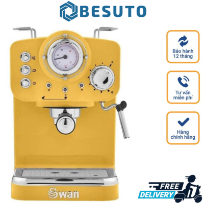 Máy Pha Cà Phê Swan, Máy Pha Cafe, Espresso, Cappuccino, Áp Suất 15 Bar, Dung Tích 1.2L, Nhập Đức, BH 12 Tháng