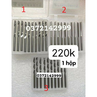 Hộp 10 mũi cắt gỗ , cắt fomex mica alu , cắt vật liệu cnc, cắt quảng cáo cốt 3.175mm lưỡi dài 22mm