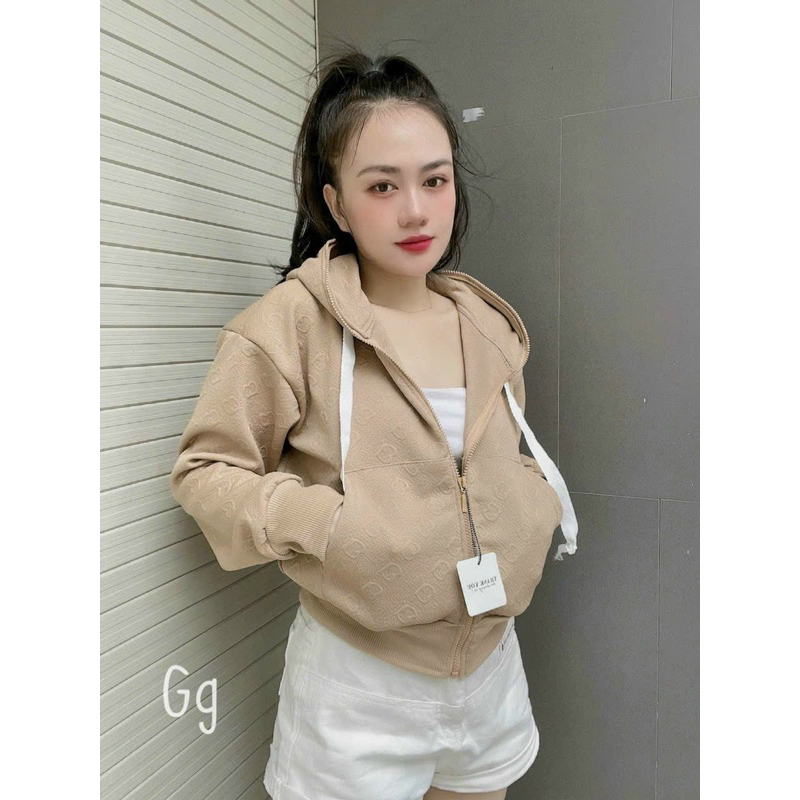 Áo khoác dập nổi có mũ chất vải xốp dập nổi QC mềm dày đẹp