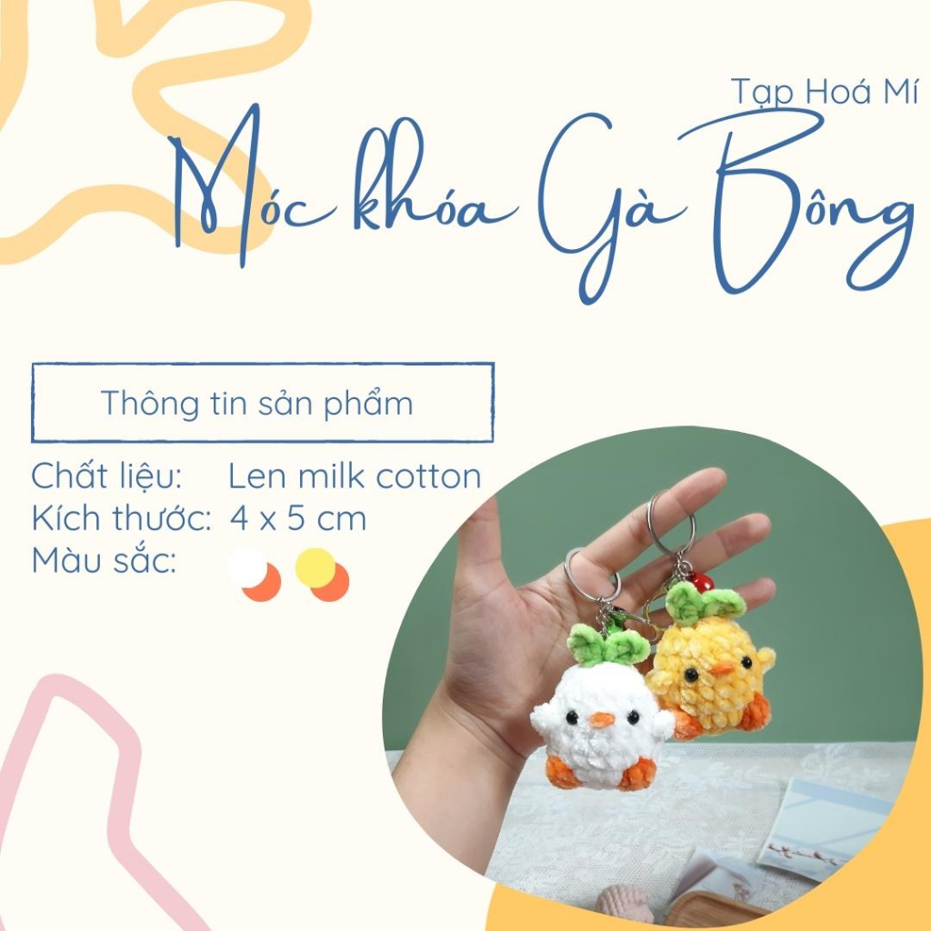 MÓC KHÓA GÀ BÔNG LEN HANDMADE SIÊU CƯTÊ