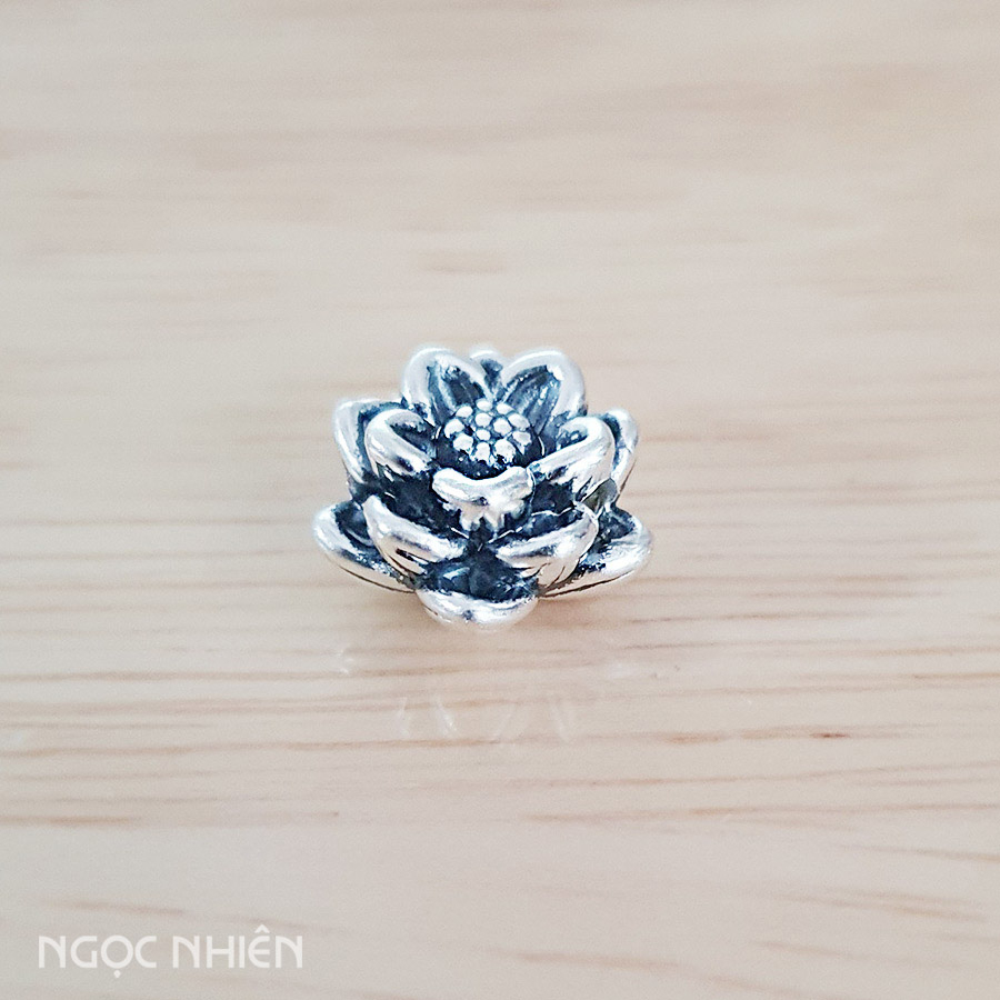 Charm bạc Hoa Mẫu Đơn xỏ ngang C33, Bạc 925