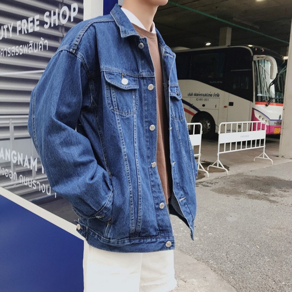 Áo Khoác Jean Denim Jacket chống nắng Nam Nữ Đen Xanh Trơn Cực Chất áo Khoác Bò Unisex Đẹp Phong Cách LAVIDO