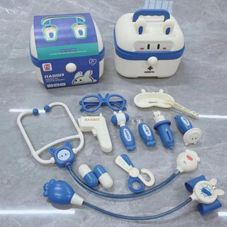 Đồ Chơi Bác Sĩ Thỏ Nhiều Dụng Cụ Màu Xanh, Hồng Dễ Thương Chất Liệu Nhựa An Toàn Cho Bé
