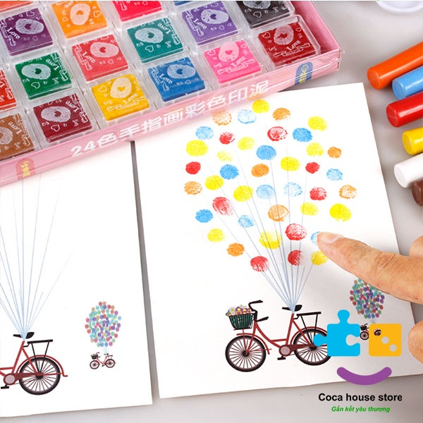 Bộ tranh tô màu cho bé bằng ngón tay nhiều hình ảnh đơn giản sáng tạo, an toàn cho bé Đồ chơi giáo dục sớm