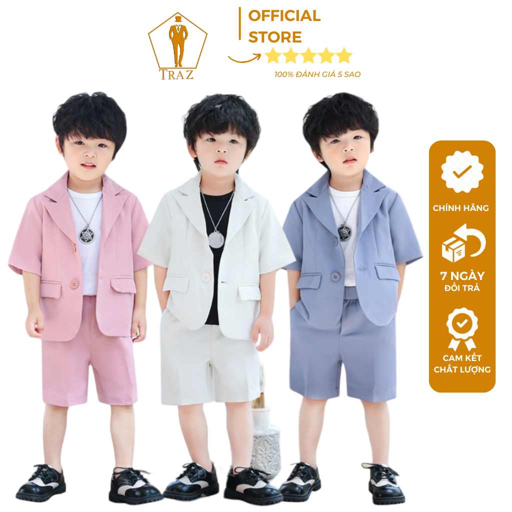 Bộ Set Vest Đùi cho Bé Trai TRAZ Hàng thiết kế Trẻ Em Phong Cách bảnh bao đáng yêu(Bé mập tròn tăng 2 size)