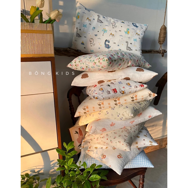 Gối kê cho bé XÔ MUSLIN 30*50cm thấm hút mồ hôi tốt