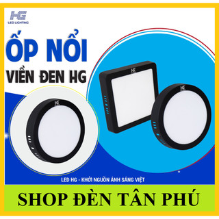 Đèn led ốp trần gắn nổi 6w, 12w, 18w, 24w vuông tròn viền đen hg