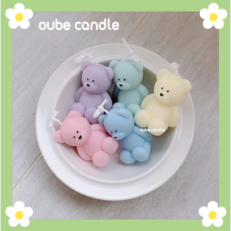 Nến Thơm Tạo Hình Gấu Nhỏ Đáng Yêu Quà Tặng Decor Phòng Tinh Dầu Thư Giãn Cao Cấp | Oube Candle