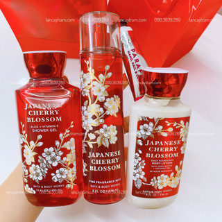 SET XỊT THƠM+ GEL TẮM+ KEM DƯỠNG THỂ BATH & BODY WORKS JAPANESE CHERRY BLOSSOM.