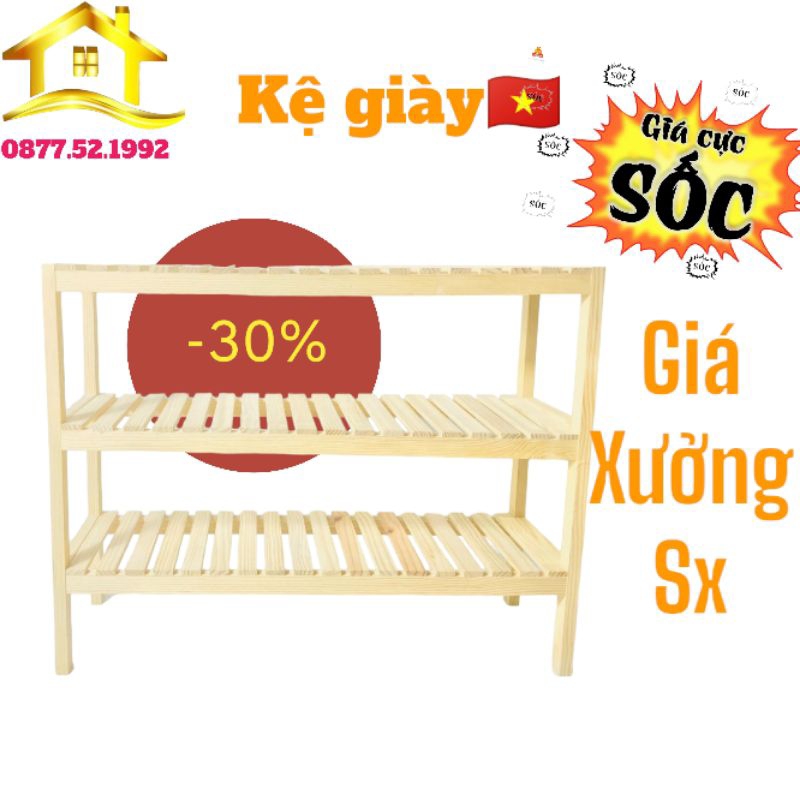 Kệ Gỗ Để Giày Dép Xuất Khẩu 3 Tầng Lắp Ráp đa năng